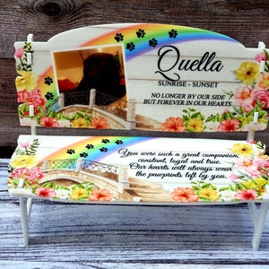 Rainbow bridge, butterfly memorial photo ornament, personalised memory bench, gift for loss of, a dog, pet, in loving memory, with sympathy,