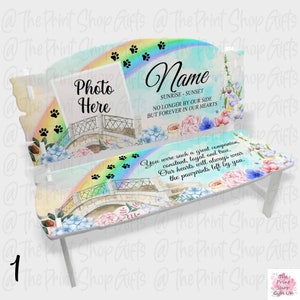 Rainbow bridge, butterfly memorial photo ornament, personalised memory bench, gift for loss of, a dog, pet, in loving memory, with sympathy,