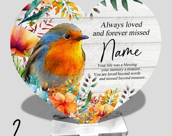 Robin memorial ornament, personalised memory, gifts for loss of, mother, father, in loving memory, with sympathy, remembrance, keepsake
