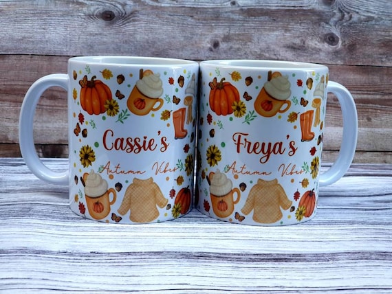 Personalised autumn mug , autumn gifts, pumpkin mug, autumn decor, pumpkin gifts, for women, work mug, coffee cup, fall, spiced latte, vibes