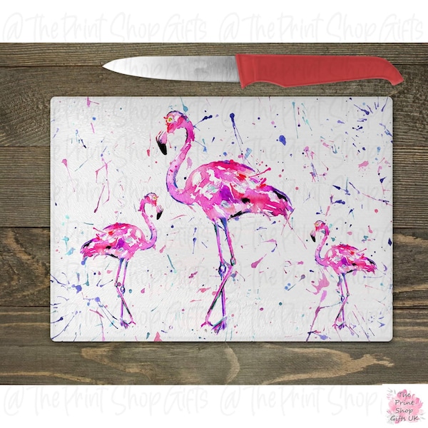 Flamingo chopping board, flamingo gifts, watercolour flamingo, watercolour artwork, new home gifts, for couple, flamingo kitchen decor, best