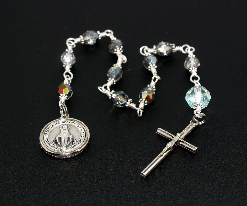 thumbnail image 2 of St. Benedict Medal 1-Decade Pocket Rosary – Wood Beads – Handmade With Gift Box 2 of 5