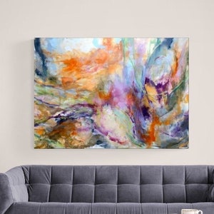 Abstract painting, original painting on canvas, contemporary art, handmade painting, living room art decor, colorful abstract, modern art image 1