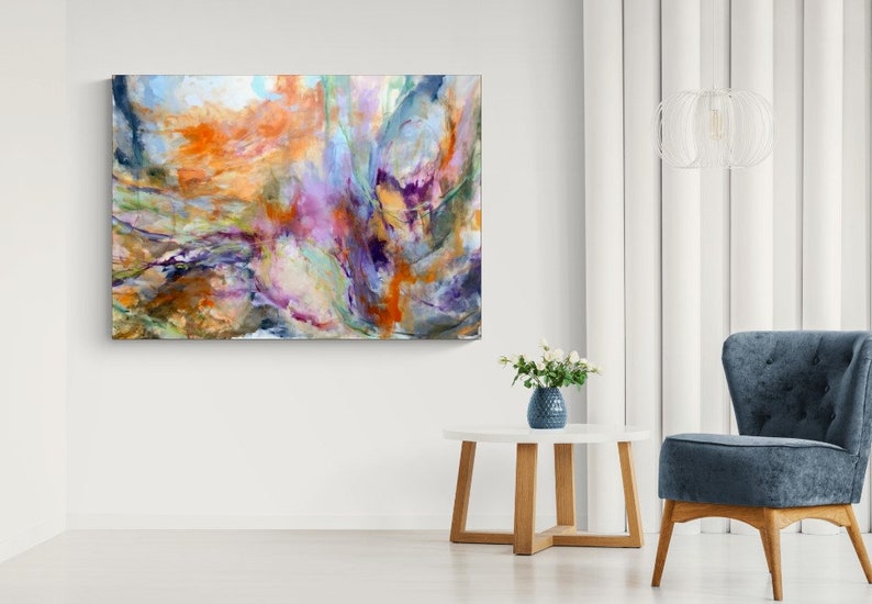 Abstract painting, original painting on canvas, contemporary art, handmade painting, living room art decor, colorful abstract, modern art image 2