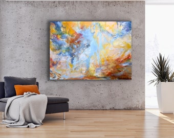 Abstract schilderij, schilderij op canvas abstract, moderne kunst, kunstschilderkunst, kleurrijk abstract, handgemaakt schilderij, woonkamer, modern abstract