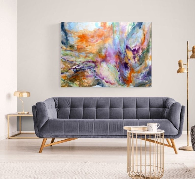 Abstract painting, original painting on canvas, contemporary art, handmade painting, living room art decor, colorful abstract, modern art image 1