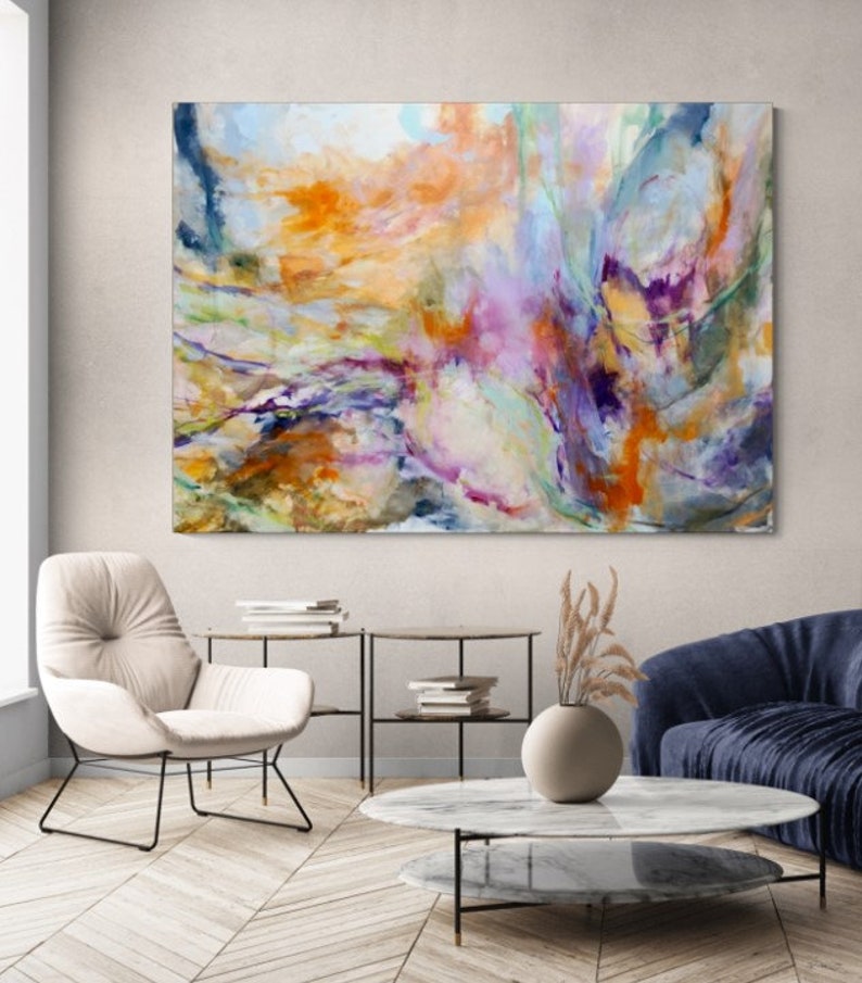 Abstract painting, original painting on canvas, contemporary art, handmade painting, living room art decor, colorful abstract, modern art image 4