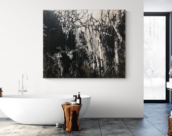 Abstract print, abstract painting, painting print, large painting, black and white, abstract, print on canvas, abstract art, wall print