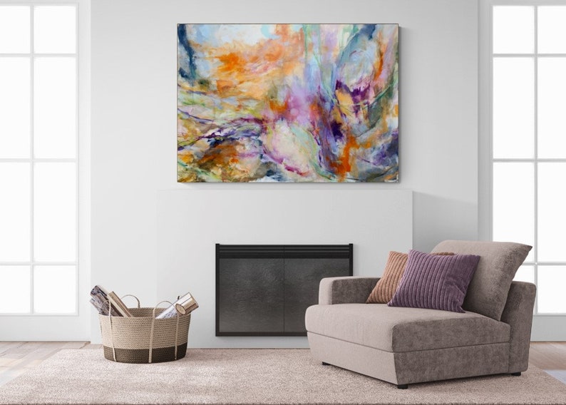 Abstract painting, original painting on canvas, contemporary art, handmade painting, living room art decor, colorful abstract, modern art image 5