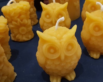 Small beeswax owl candle