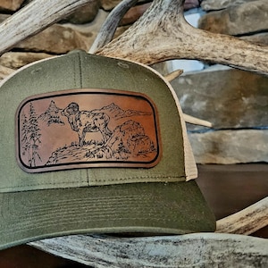 Original Drawing of Big Horn Sheep and Pilot Peak in the Absaroka Mountains Montana