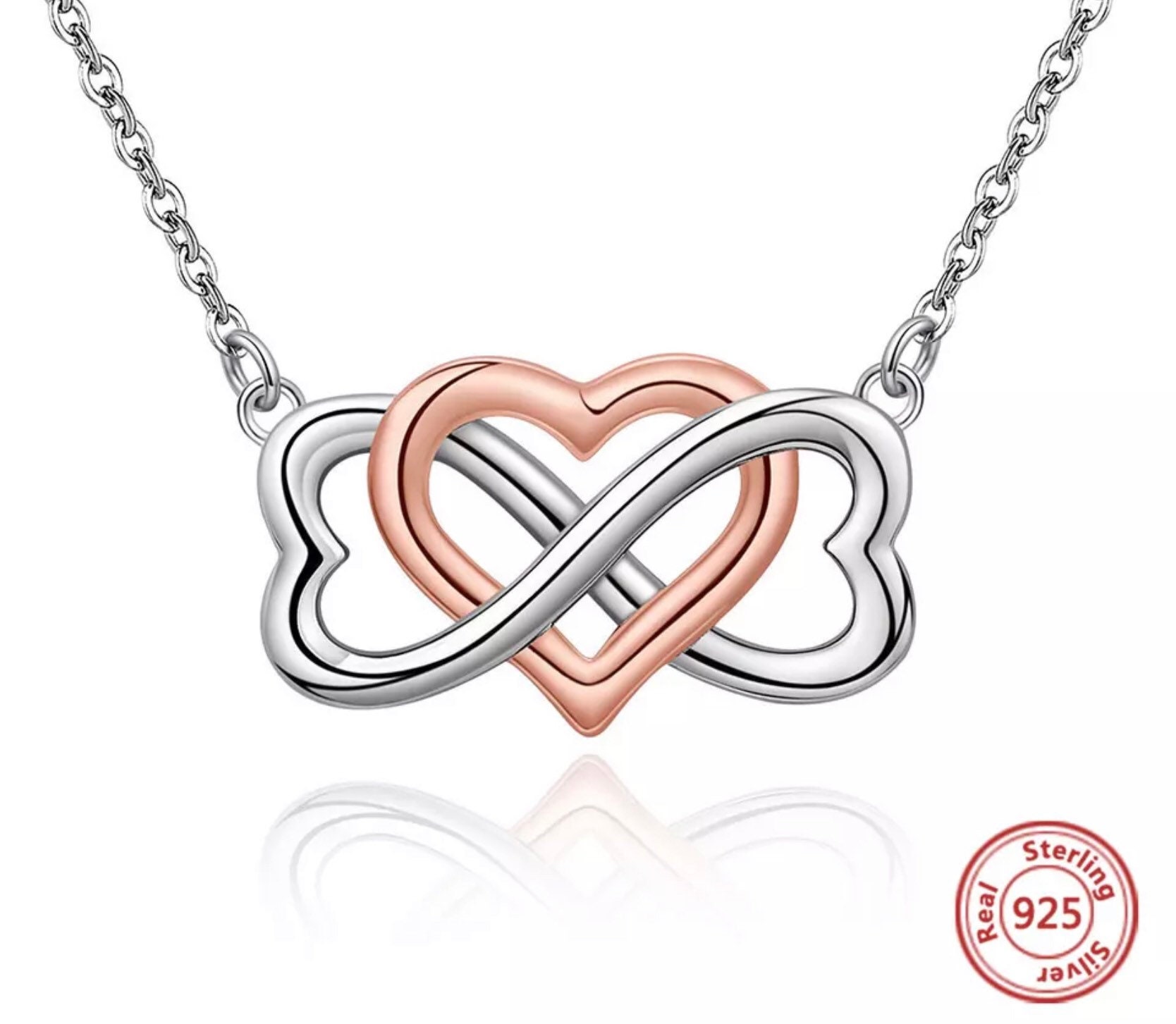 18kt Gold over Silver Clear Crystal Infinity/Heart Necklace - Walmart.com