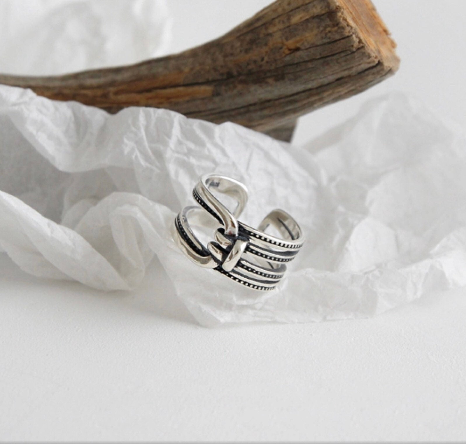 Sterling Silver Ring Open Band Ring Statement Handcrafted - Etsy UK