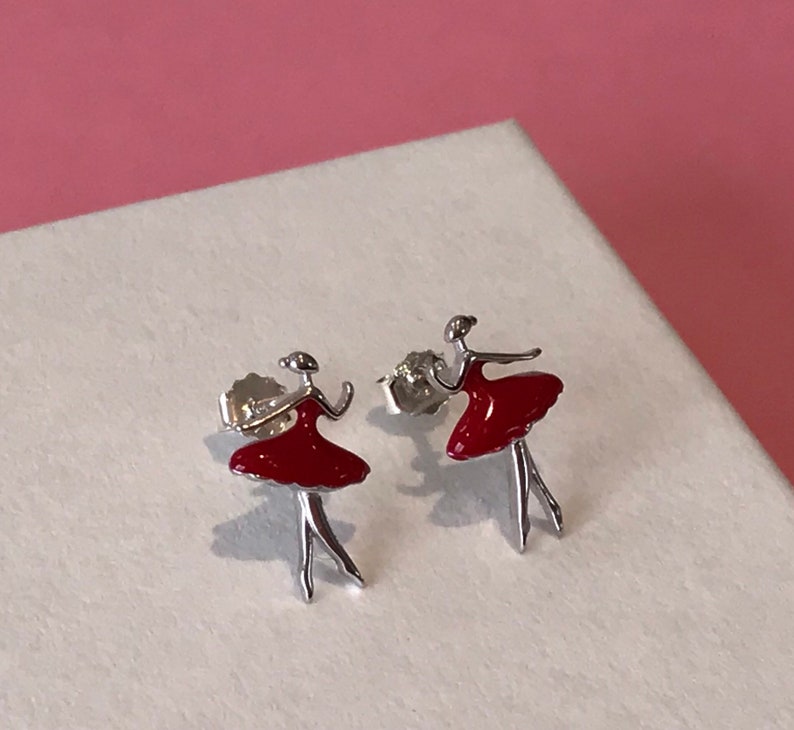 Sterling Silver Ballet Dance Stud Earrings Ballerina Etsy