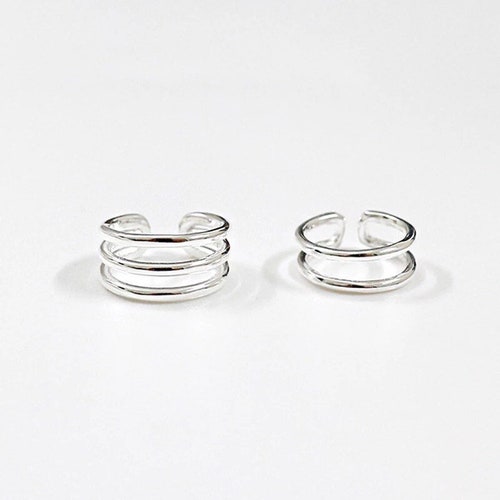 Three Bar Silver Ear Cuff Etsy UK