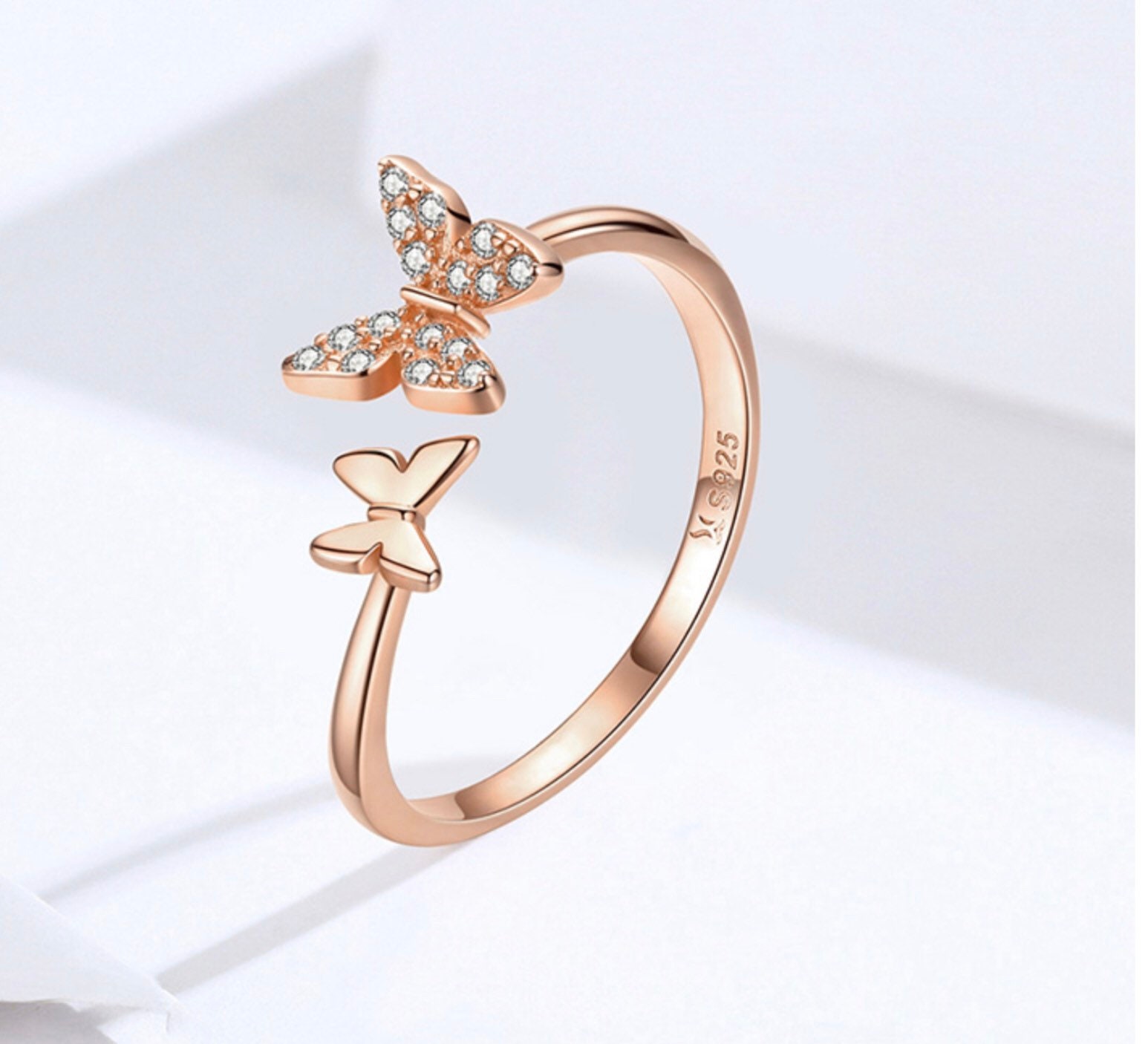 Butterfly Ring Adjustable Butterfly Ring Rose Gold Butterfly