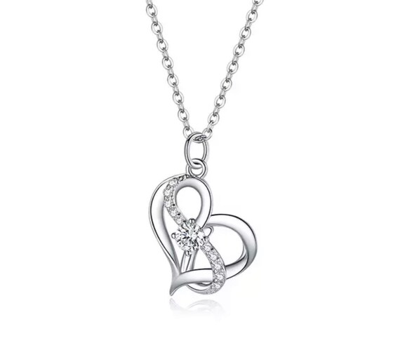 Sterling Silver Infinity Heart Necklace 