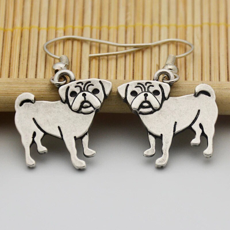 Pug earrings best sale silver