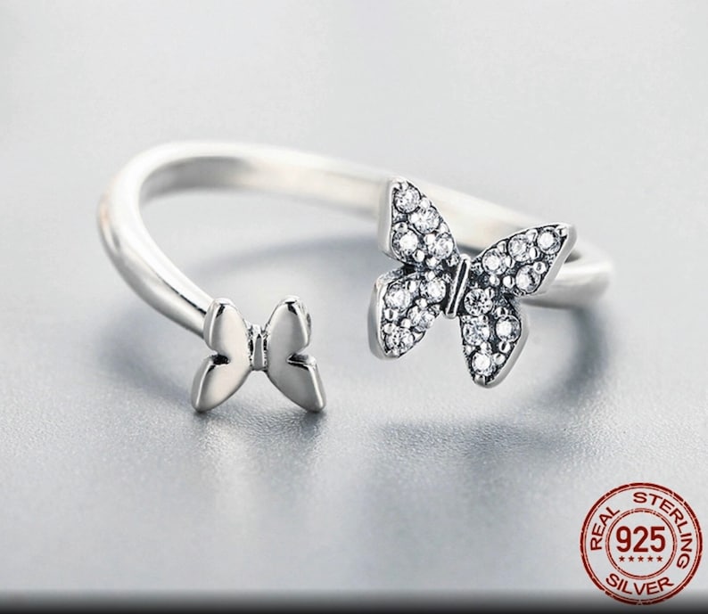 Butterfly Ring Adjustable Butterfly Ring Rose Gold Butterfly Etsy