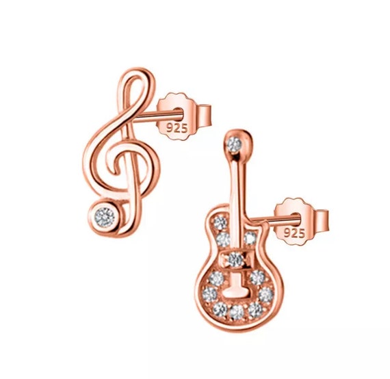 Treble Clef Earrings, Guitar Earrings, Music Note Earrings, Treble