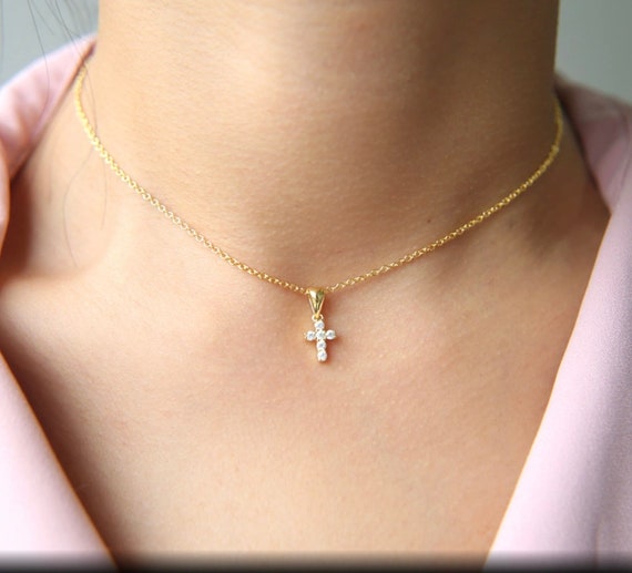 SMALL GOLD CROSS NECKLACE FOR MEN — WE ARE ALL SMITH