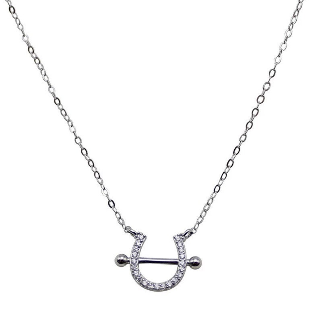 Sterling Silver Horseshoe Necklace, Tiny Horseshoe Necklace, Equestrian