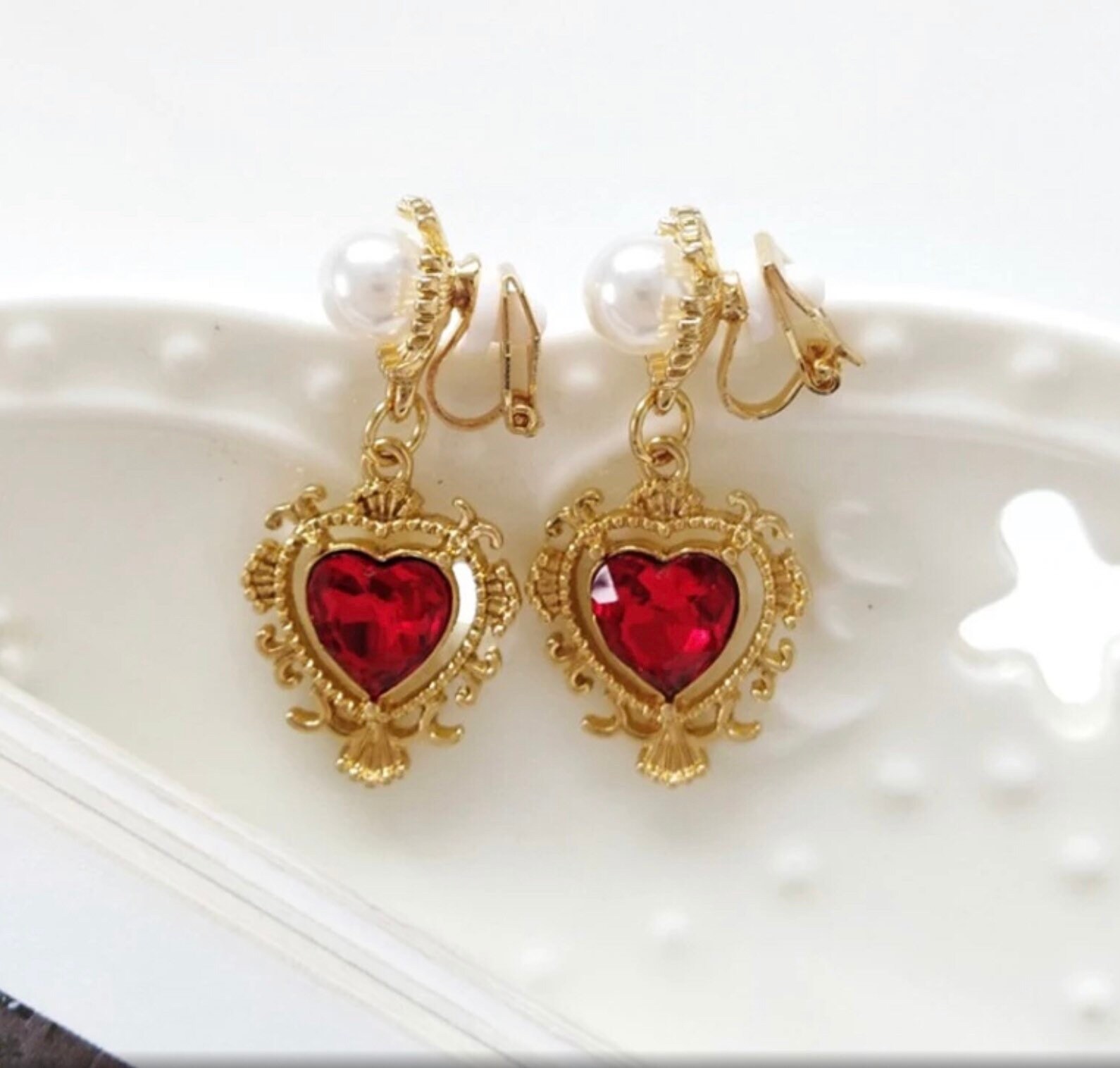 Heart clip on earrings deals