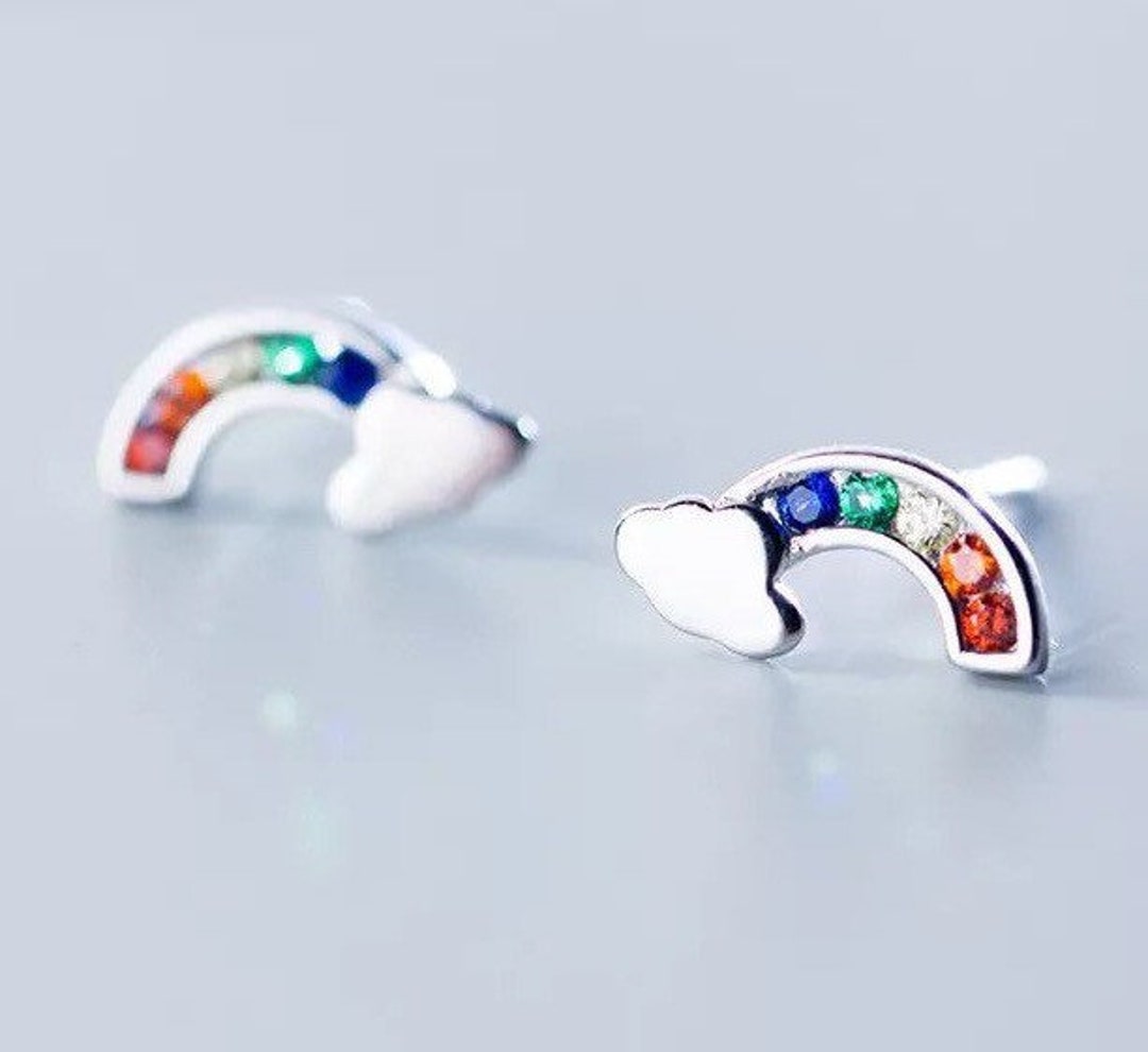 Sterling silver rainbow earrings deals
