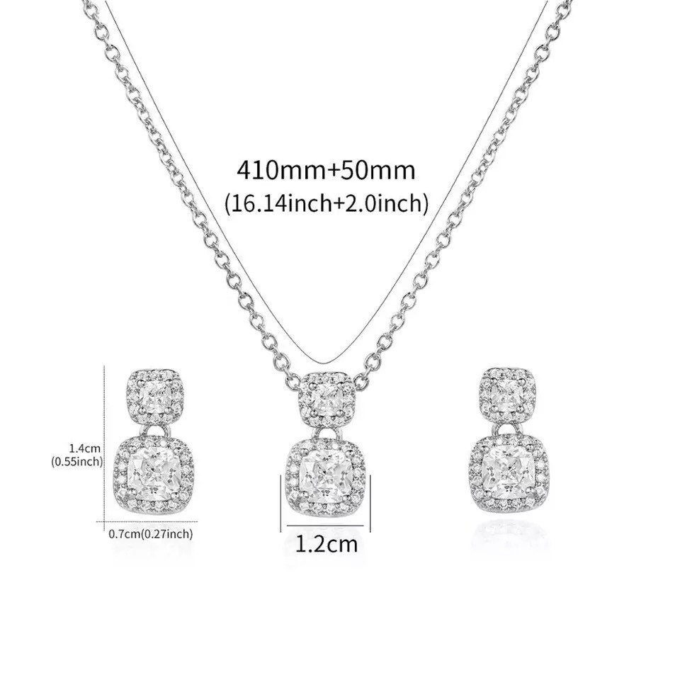 Bridal Jewellery Set Cubic Zirconia Earrings Necklace Set Etsy UK