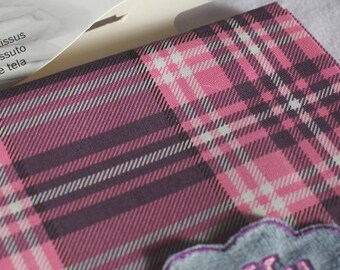100 x 70 cm - Coupon de tissu Gutermann motif carreaux écossais - Coupon de tissu Gutermann, coton, rose / violet