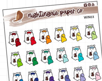 Cute Sleeping Planner Stickers, Nap Planner Sticker, Bedtime Planner Sticker, Sleep Tracker Stickers, Bed Stickers, Sleepy Winstons