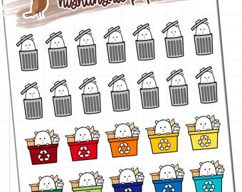 Trash and Recycling Planner Stickers for use with Erin Condren Life Planner Happy Planner Hobonichi Cousin