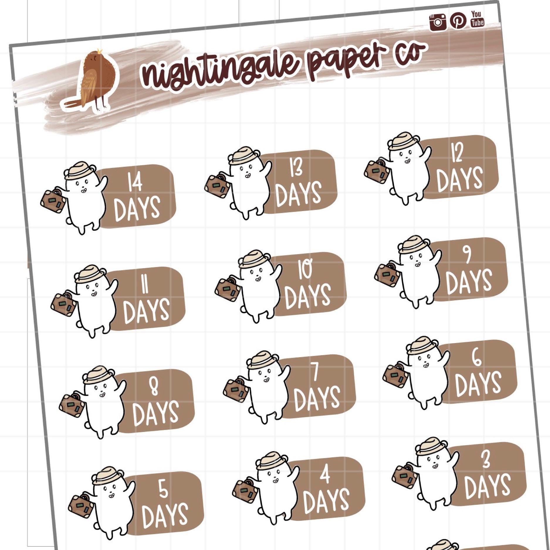 Vacation Countdown Planner Stickers for Use With Erin Condren ...