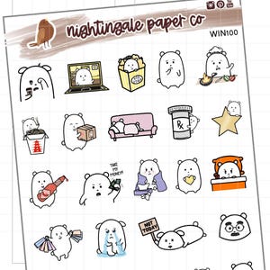 Sampler Planner Stickers Sheet, Cute Planner Stickers, Character Planner Stickers, Journal Stickers, Functional Stickers, Winston Sampler