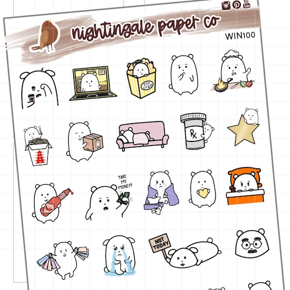 Sampler Planner Stickers Sheet, Cute Planner Stickers, Character Planner Stickers, Journal Stickers, Functional Stickers, Winston Sampler