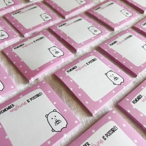 Cute Sticky Notes 50 Sheets, Office Supplies, Aesthetic Pink Grid Sticky Notes featuring Winston