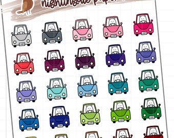 Cute Car Planner Stickers for use with Erin Condren Lifeplanner Happy Planner Hobonichi Cousin • Car Maintenance Stickers • Driving Winstons