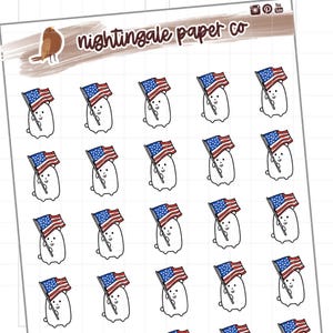 American Flag Planner Stickers for use with Erin Condren Lifeplanner, Happy Planner, Hobonichi Cousin | Patriotic Planner Stickers | Winston