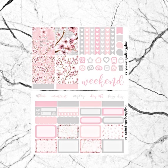 Cherry Blossom/sakura Mini Planner Sticker Kit | Etsy