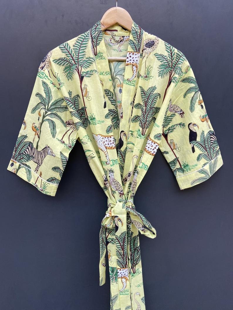 Cotton kimono Robes Wild Life Animal print Kimono Soft and | Etsy