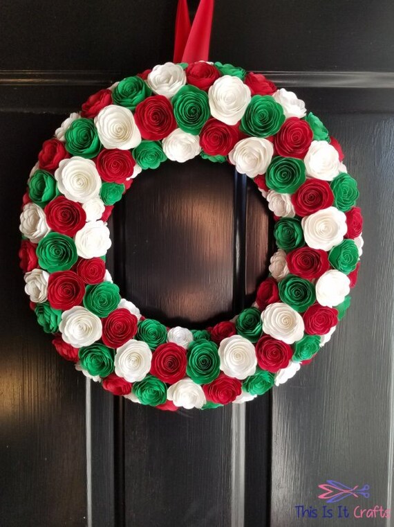 paper flower wreath christmas wreath paper flowers etsy christmas paper flower wreath