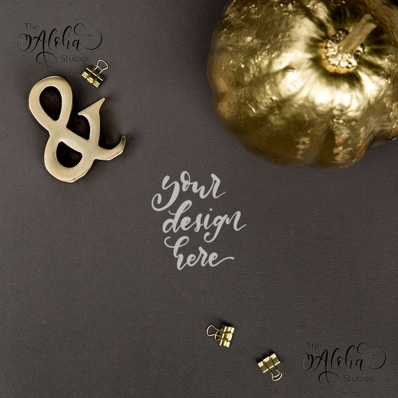 Golden Pumpkin On Black Flatlay Instagram Background Golden Pumpkin On Black Flatlay Instagram Background