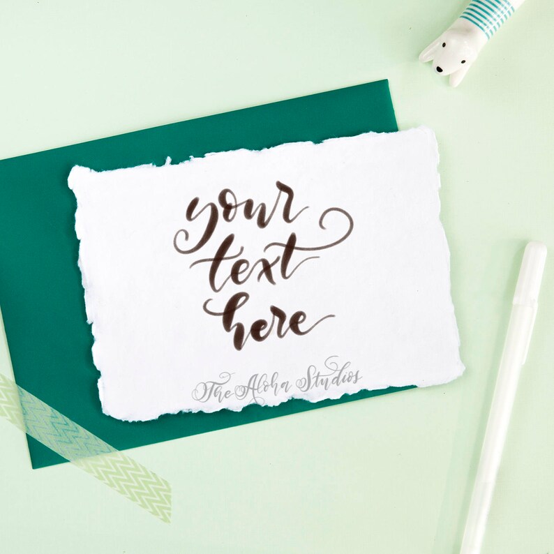 Light green mockup / instagram flatlay / lettering background / procreate flatlay / handmade paper styled photo / simple mockup image 1