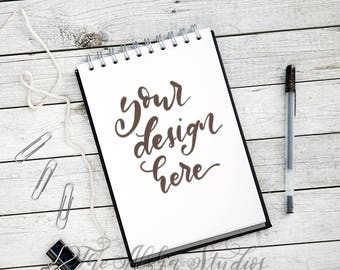 White rustic wood background / instagram lettering flatlay / clips, gelly pen and white cotton twine mockup/ instant download 2000px jpg