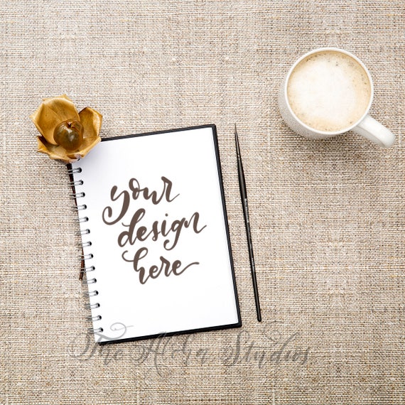 Woodrose And Coffee Flatlay Spiral Journal On Jute Etsy