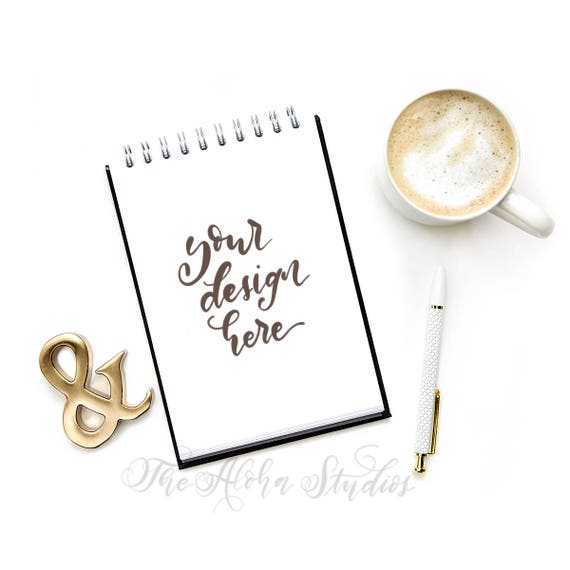 White Mockup With Golden Ampersand And Coffee Mug Clean Etsy