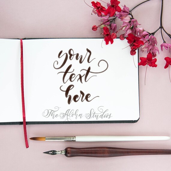 Instagram Flatlay Lettering Background Pink Flower Mockup Etsy