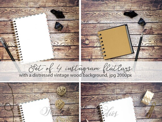 4 Journal Desktop Flatlays Set Of 4 Instagram Backgrounds Etsy