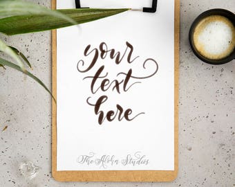 Instagram Lettering mockup / iPad lettering mockup/ Simple coffee background / Blog styled photo / coffee mockup / clipboard styled photo