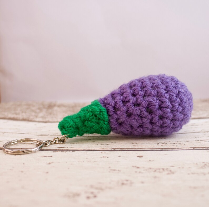 Crochet Eggplant Keyring Eggplant Keychain Crochet Etsy